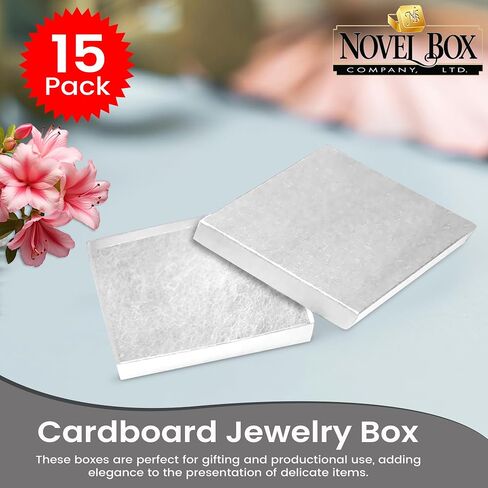 Novel Box® Made in USA Jewelry Gift Box in Pink Kraft with Removable Cotton Pad 3.5X3.5X0.9 (Pack of 15) + NB Cleaning Cloth in Kuwait
