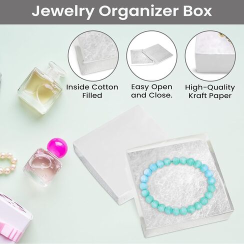 Novel Box® Made in USA Jewelry Gift Box in Pink Kraft with Removable Cotton Pad 3.5X3.5X0.9 (Pack of 15) + NB Cleaning Cloth in Kuwait