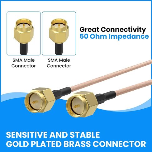 SDTC Tech 5pcs Coaxial Coax Cable Assembly SMA Male to SMA Male | Antenna Extender Cable Adapter Jumper(6 inch/15cm) in Kuwait