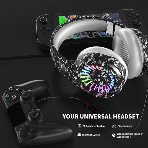 ZIUMIER Wired Gaming Headset for PC, PS5, PS4, Xbox Series X|S | Noise Canceling Microphone, LED RGB Light, 50mm Driver, 3.5mm Audio Jack, Soft Memory Foam, Multi-Platform Headphones in Saudi Arabia