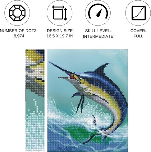 DIAMOND DOTZ ® - مدرسة السباحة، الحفر الجزئي، Dotz المستديرة، مجموعات الرسم الماسي، مجموعات الفن الماسي للبالغين، فن الأحجار الكريمة، فن الماس، مجموعات Dotz الماسية، 12.2 بوصة × 16.1 بوصة in Saudi Arabia