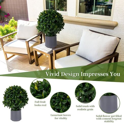 Artificial Cedar Topiary Ball Tree 17''T Artificial Pine Tree Potted Shrubs UV Resistant Outdoors Plant for Home Office Outdoor and Indoor Decor Porch Plants in Saudi Arabia