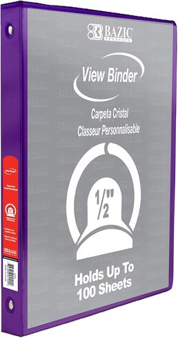 BAZIC حافظة عرض ثلاثية الحلقات باللون الأرجواني مقاس 1/2 بوصة مع جيبين in Kuwait