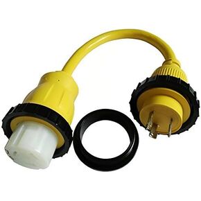 Parkworld 692002 Shore Power Adapter Cord RV 30A L5-30P Male to Marine 50A SS2-50R Female (Two hots bridged) (Yellow, 10FT)
