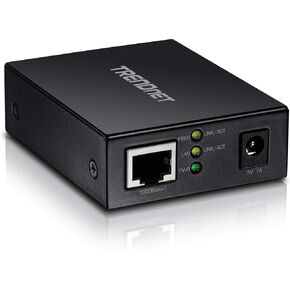 TRENDnet 100/1000Base-T to SFP Fiber Media Converter, Fiber to Ethernet Converter, RJ-45,Multi(SX) or Single-Mode(LX) 100Base-FX/1000Base-SX/LX Mini-GBIC Slot, Lifetime Protection, TFC-1000MGA,Black, Silver