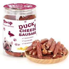 Dog Treats Duck Cheese Sausage for Dogs, Fresh Duck, 12.5oz/355g, 1% Taurine Addded, Rawhide Free, Traning&Rewards Dog Snacks