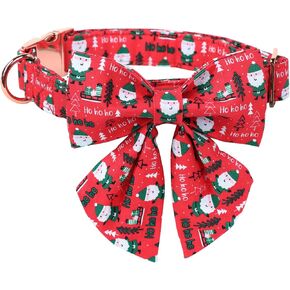 MR. CHUBBYFACE Fall Dog Collar Bow Adjustable Girl Boy Orange Dog Collar Bow Tie Cute Plaid Dog Collar for Small Medium Large Dogs