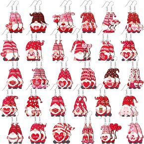 Landical 30 Pairs Gnome Earrings for Women Gnome Jewelry Gift Holiday Drop and Dangle Earrings for Women Girls Valentine's Day Mardi Gras Easter New Year Christmas Halloween Thanksgiving