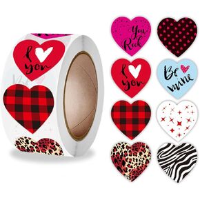 500PCS Heart Stickers Valentine Stickers Candy Love Decorative Envelopes Labels for Kids&Adults Valentines Day Anniversaries Wedding Birthday Cards DIY Craft Home Office School Decor Party Supplies