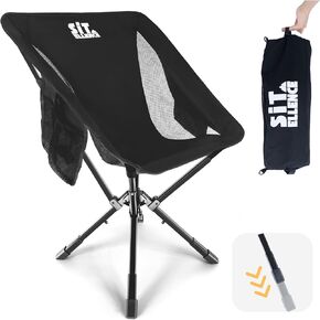 ADJ-S2 Full-Size Portable Chair - Adjustable Height Outdoor Chair, Compact Folding Chair, Fast Setup in 8s, Collapsible Chair for Camping, Outdoor Games, Beach, Support 330 LBS - Green