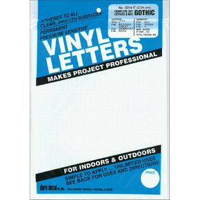 Duro Decal Permanent Adhesive Vinyl Letters & Numbers: 1" Gothic White