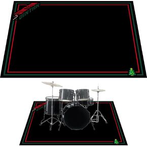 Qintan Drum Rug, Drum Mat with Non-Slip Grip Bottom(47x63in), Black Drum Carpet for Noise Reduction, Drum Pad for Jazz Drum & Electric Drum Set, Gift for Drummers, Drum Accessories, 4x5.3Ft