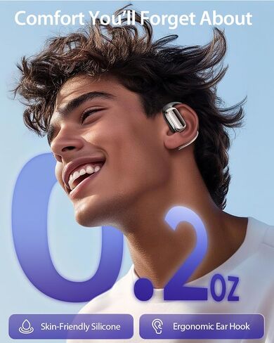 Open Ear Wireless Bluetooth Headphones, Pain-Free Air Conduction Ear Buds with LED Digital Display Charging Case, Sweat Resistant for Running, Safe Driving, and Extended Daily Use in Saudi Arabia