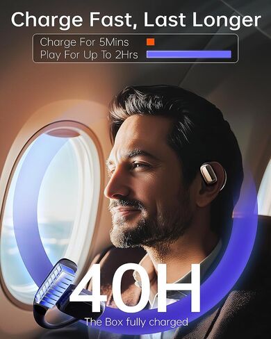 Open Ear Wireless Bluetooth Headphones, Pain-Free Air Conduction Ear Buds with LED Digital Display Charging Case, Sweat Resistant for Running, Safe Driving, and Extended Daily Use in Saudi Arabia