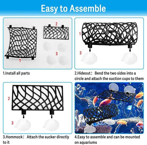 Hamiledyi Betta Fish Hideout Cave & Betta أرجوحة سرير نفق مجوف بيتا حوض للأسماك إكسسوارات حوض السمك ديكورات لجراد البحر والروبيان بيتا وغيرها من الأسماك الصغيرة (أزرق) in Saudi Arabia