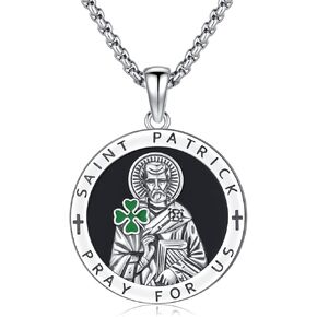 StoryEtain Knights Templar Necklace for Men 925 Sterling Silver Black Onyx Pendant Christian Medieval Knight Jewelry Amulet Necklace for Boyfriend Husband