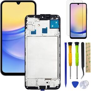LCD Screen Replacement LCD Display Touch Digitizer Assembly for Samsung Galaxy A15 4G A15 5G SM-A156U SM-A156P SM-A156W LCD Display Screen Replacement with Frame +Tools