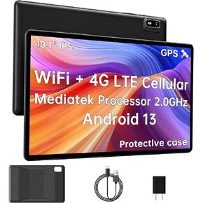 HAOVM Tablet 10 inch, 4G SIM Unlocked, Android Tablet with Case, IPS Touch Screen, 2.0GHz Fast Processor, 3GB+32GB+TF Expand,2.4G/5GHz WiFi,8MP Camera, Tablet with SIM Card Slot, GPS， Pink case