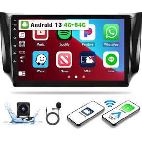 UNITOPSCI 2G+64G Android 13 Car Stereo for Nissan Sentra 2013-2017 Radio with Wireless CarPlay Android Auto 10.1 Inch Touchscreen Bluetooth HiFi GPS Navigation FM/RDS WiFi SWC+ AHD Backup Camera