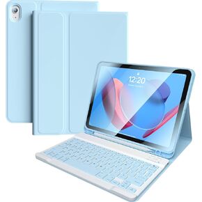 iPad 10th Generation Case with Keyboard ipad Case with Keyboard 10.9in 2022 Detachable Bluetooth Keyboard, Stand Folio Keyboard Cover with Pencil Holder Soft TPU Back Easy to Clean Case (Black)