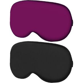 Hochoek Silk-Sleep-Mask Eye-Mask Eye-Cover Eyeshade - 100% Silk Soft Adjustable Strip Eye Cover(Black+Dark Blue+Purple)