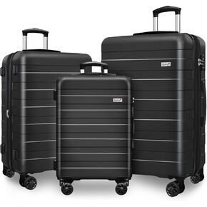 KEYTANG Zebra Light Weight Hardside Expandable Luggage Spinner Wheels Suitcase W/TSA Lock, Navy Blue, 5 Piece Set