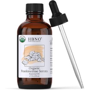 HBNO Organic Frankincense Oil Huge 4 Fl Oz (120ml) Value Size - USDA Certified Organic & Pure Frankincense Oil, Steam Distilled, Boswellia Serrata, Used for Skin Therapy