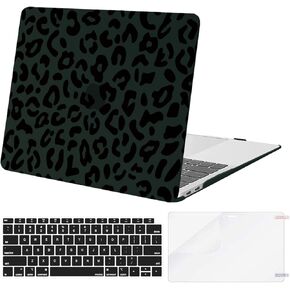 MOSISO Compatible with MacBook Air 13 inch Case 2022 2021 2020 2019 2018 Release A2337 M1 A2179 A1932 Retina Display, Plastic Leopard Grain Hard Shell Case&Keyboard Cover&Screen Protector, Black