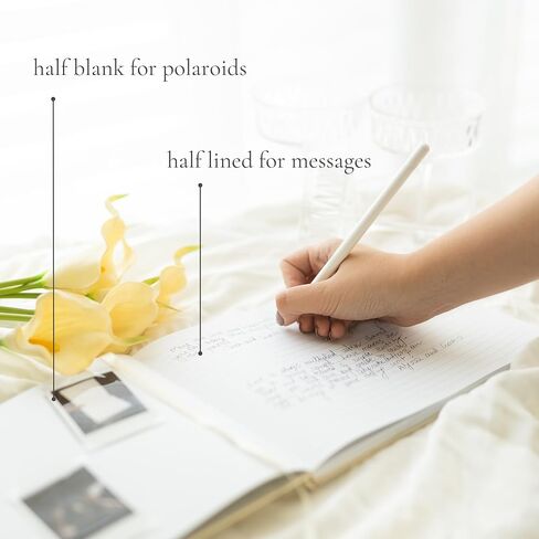 Wedding Guest Book With Personalized 2024 Year - Linen Photo Guestbook to Sign at Reception Party - Includes Clear Photo Corners Self Adhesive - 100 Pages Blank and Lined Thick Paper Guest Books in Kuwait