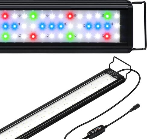 Tatub 16W LED Aquarium Light for 24"-30" Fish Tank, Fish Tank Light with 10 Levels of Brightness, Full Spectrum Aquarium Light with White Blue Red Green LEDs, Fit for Fresh Water Fish Tank in Kuwait