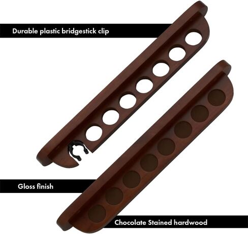 7 Pool Cue Stained Wood Wall Rack with Clip for Bridge Cue in Saudi Arabia