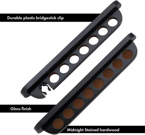 7 Pool Cue Stained Wood Wall Rack with Clip for Bridge Cue in Saudi Arabia