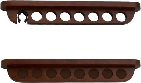 7 Pool Cue Stained Wood Wall Rack with Clip for Bridge Cue in Saudi Arabia