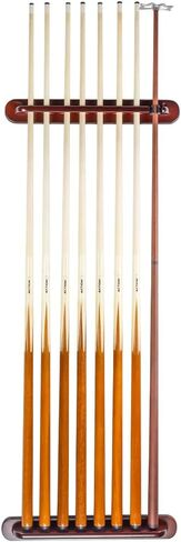 7 Pool Cue Stained Wood Wall Rack with Clip for Bridge Cue in Saudi Arabia