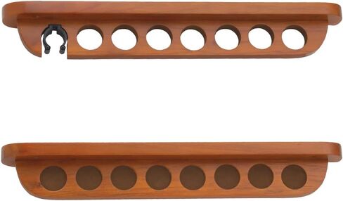 7 Pool Cue Stained Wood Wall Rack with Clip for Bridge Cue in Saudi Arabia