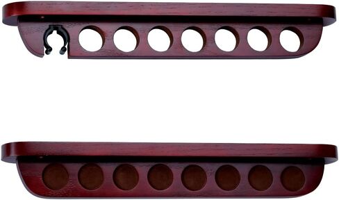 7 Pool Cue Stained Wood Wall Rack with Clip for Bridge Cue in Saudi Arabia