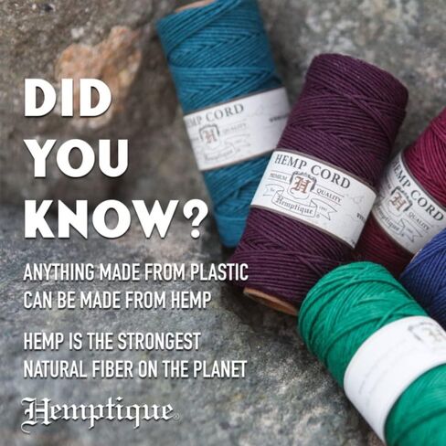 بكرة حبل من القنب بنسبة 100% من Hemptique - سلسلة من القنب بطول 62.5 متر - مصنوعة بحب - رقم 20 ~ 1 مم خيط سلك لصنع المجوهرات، والمكرامية، وسجلات القصاصات، والأعمال اليدوية، والمزيد - حلوى متنوعة in Kuwait