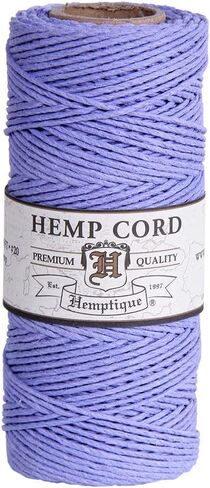 بكرة حبل من القنب بنسبة 100% من Hemptique - سلسلة من القنب بطول 62.5 متر - مصنوعة بحب - رقم 20 ~ 1 مم خيط سلك لصنع المجوهرات، والمكرامية، وسجلات القصاصات، والأعمال اليدوية، والمزيد - حلوى متنوعة in Kuwait