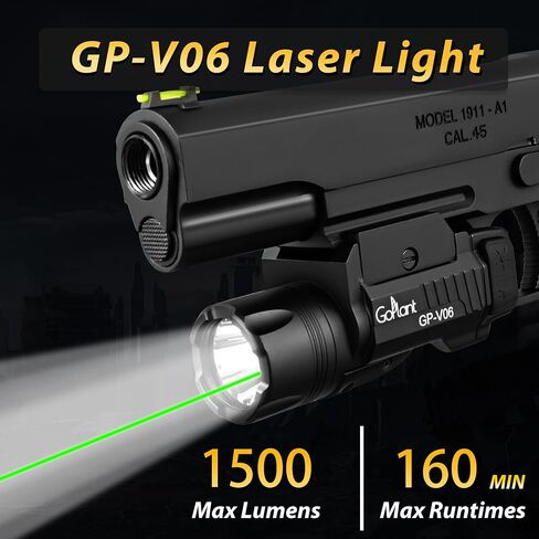 1350 Lumens Weapon Laser Light Long Runtime 160 Minutes, Type-C Rechargeable Adjustable Rail-Mounted Laser Light Combo, LED Tactical Rifle Flashlight (GP-V06) in Saudi Arabia
