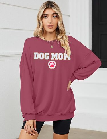 FLOYU Mom Mode Tops Women Mom Sweatshirt وردي كم طويل رقبة دائرية، بلوزة أمي in Kuwait