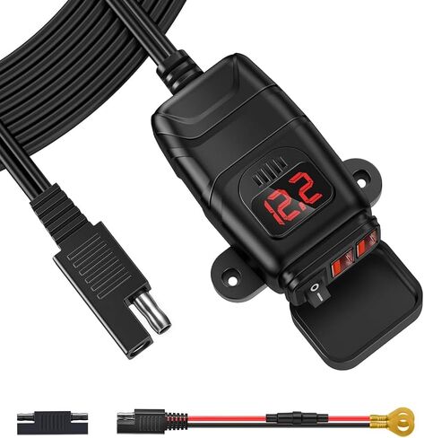 شاحن USB للدراجات النارية من EXTRACTME، شاحن USB مزدوج من النوع C PD وشحن سريع 3.0 للدراجات النارية مع الفولتميتر ومفتاح التشغيل/الإيقاف، ملحقات الدراجات النارية المقاومة للماء للهاتف والكمبيوتر اللوحي ونظام تحديد المواقع وما إلى ذلك in Kuwait