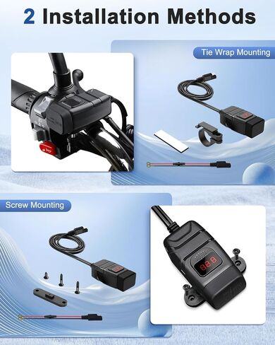 شاحن USB للدراجات النارية من EXTRACTME، شاحن USB مزدوج من النوع C PD وشحن سريع 3.0 للدراجات النارية مع الفولتميتر ومفتاح التشغيل/الإيقاف، ملحقات الدراجات النارية المقاومة للماء للهاتف والكمبيوتر اللوحي ونظام تحديد المواقع وما إلى ذلك in Kuwait