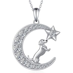 Feijiesi Dachshund Gifts Dachshund Dog Necklace 925 Sterling Silver Cute Dachshund Pendant Necklace Dog Jewelry Gifts for Women Girls