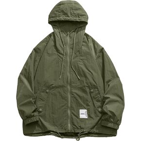 KGYA Men's Solid Color Rain Jacket, Lightweight Waterproof Quick Dry Loose Fit Hooded Rain Coat in Kuwait