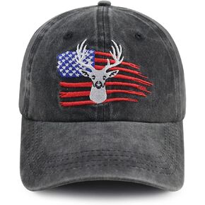 Embroidered American Flag Deer Hats for Men Women, Funny Adjustable Outdoor Hunting Baseball Cap