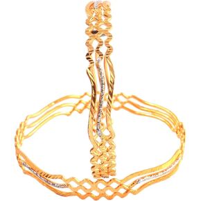 Jewar Mandi Bangles Gold Plated Silver Etching Handmade Work Bracelet Jewelry for Women & Girls (Zig Zag Bangles, 2.4)