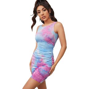 Floerns Women's Casual Solid Sleeveless Stretchy Short Bodycon Tank Dress
