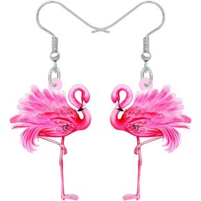 Acrylic Cute Flamingo Dangle Hook Earrings Gifts for Girls Kids Cartoon Bird Jewelry for Women Birds Lovers Charms