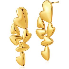Simple Love Heart Long Dangle Earrings for Women Girls Alloy Dangling Lover Earrings Boho Golden Drop Earrings Jewelry Gifts