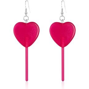 Heart Lollipop Earrings Cute Candy Dangle Earrings for Women and Girls Resin Heart Earrings 80s 90s Earrings Valentines Day Gift